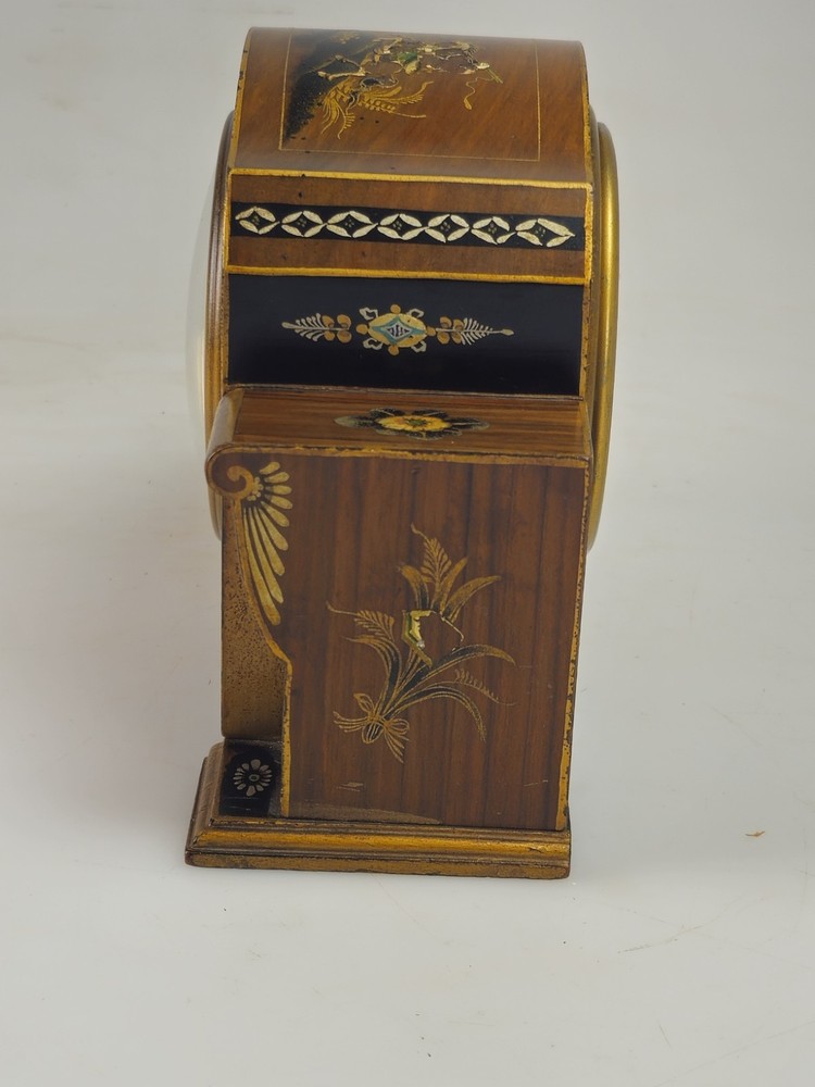 Fine Smiths Chinoiserie Lacquered Mantel Clock