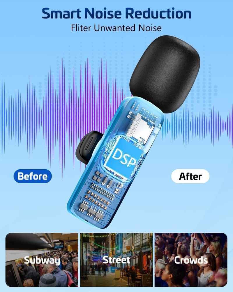 Pink Wireless Lavalier Microphone for iPhone & Android - Mini Clip-On