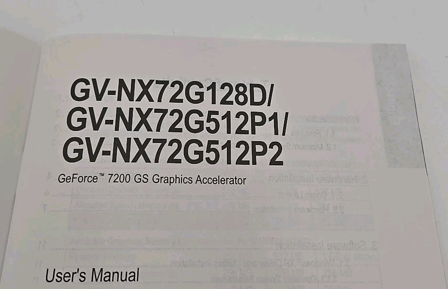 CD GeForce 7200 Series Version 1.0 Accelerator Driver CD Gigabyte & Manual