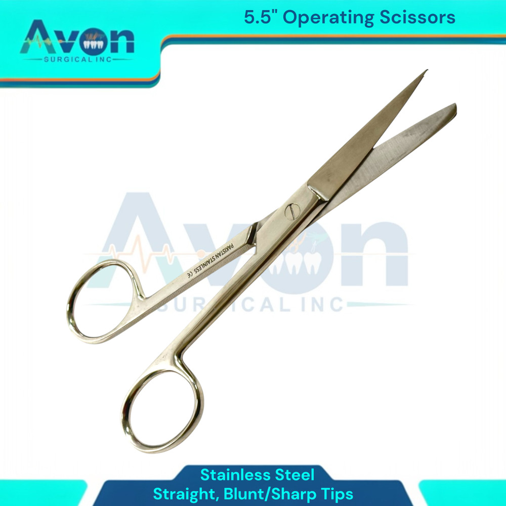 1 Piece - Operating Scissors 5.5" Blunt/Sharp - Straight Tips - Veterinary, Lab