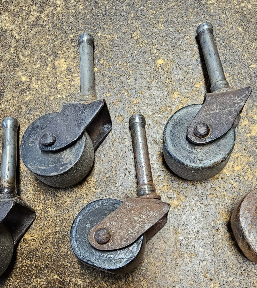 Large Lot of 12 Vintage Caster Wheels Wooden & Steel