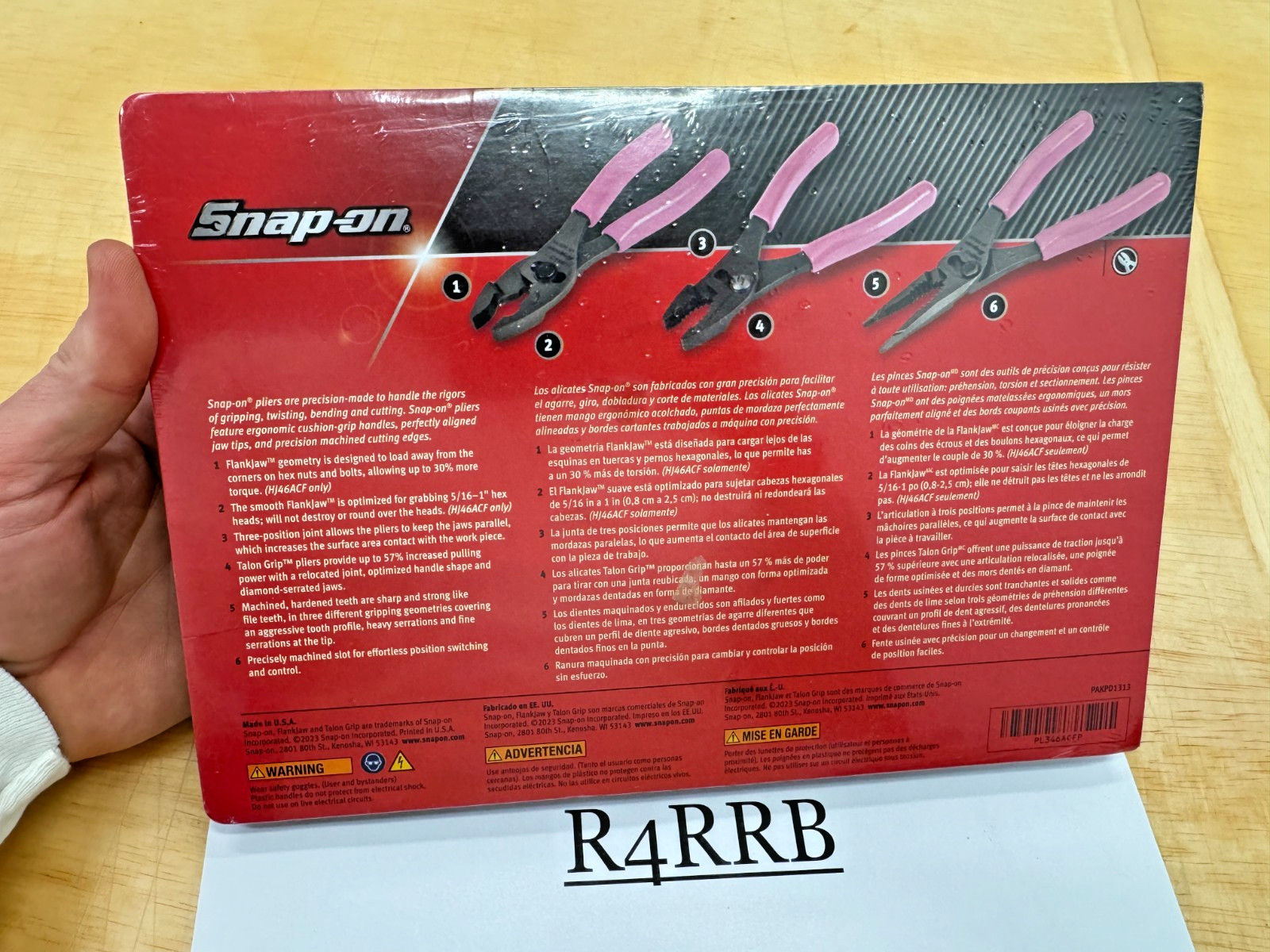 Snap-on Tools USA NEW 3pc Classic PINK Soft Grip Slip Joint Pliers Set PL346ACFP