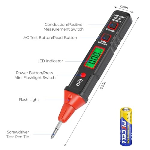 Digital AC Voltage Tester Screwdriver – LCD Display, High/Low Voltage Alert,