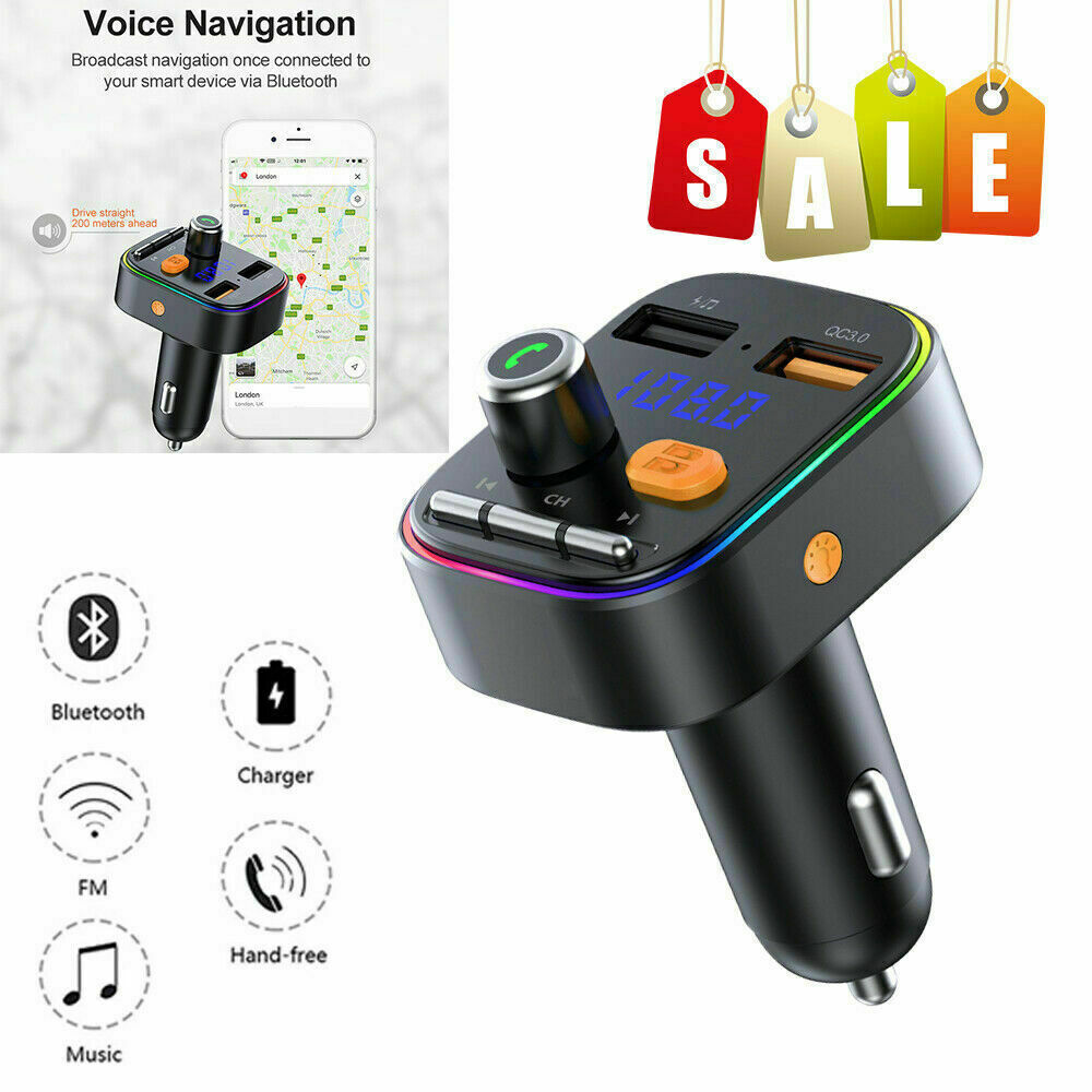Wireless Bluetooth 5.0 FM Transmitter MP3 Radio Adapter Car USB Fast Charger NEW