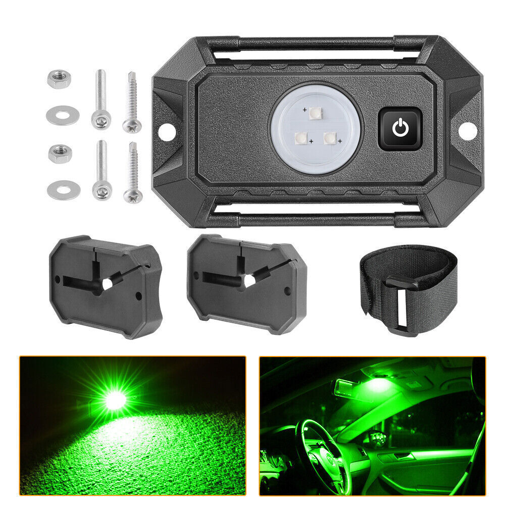2x UTV LED Dome Light 12V with Switch, Universal Roll Bar Mount LED Lights Green