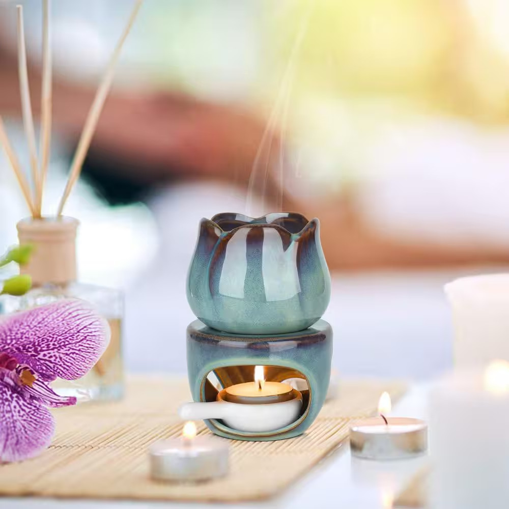 Blue Ceramic Tealight Candle Holders 2-Pack