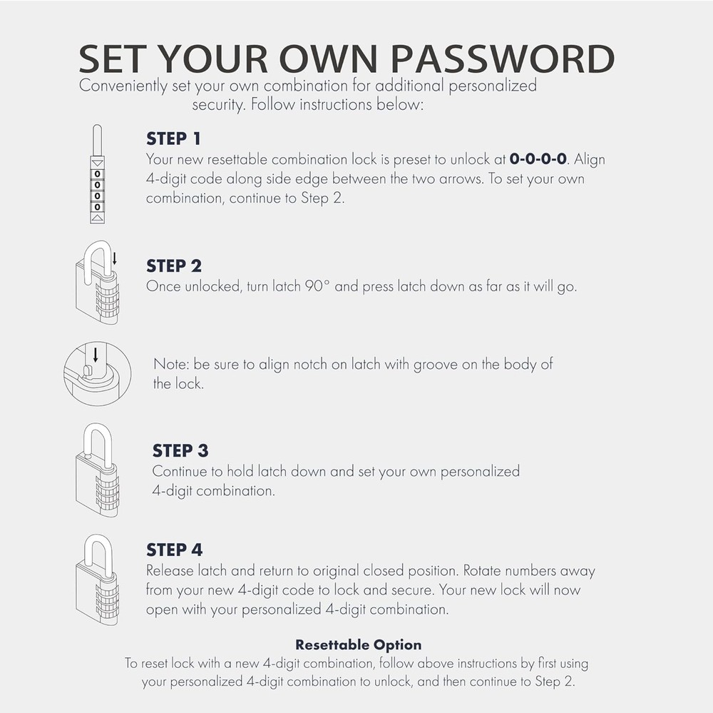 TSA Locks for Luggage, Small Combination Lock for Locker, 3 Digit Padlock Combin