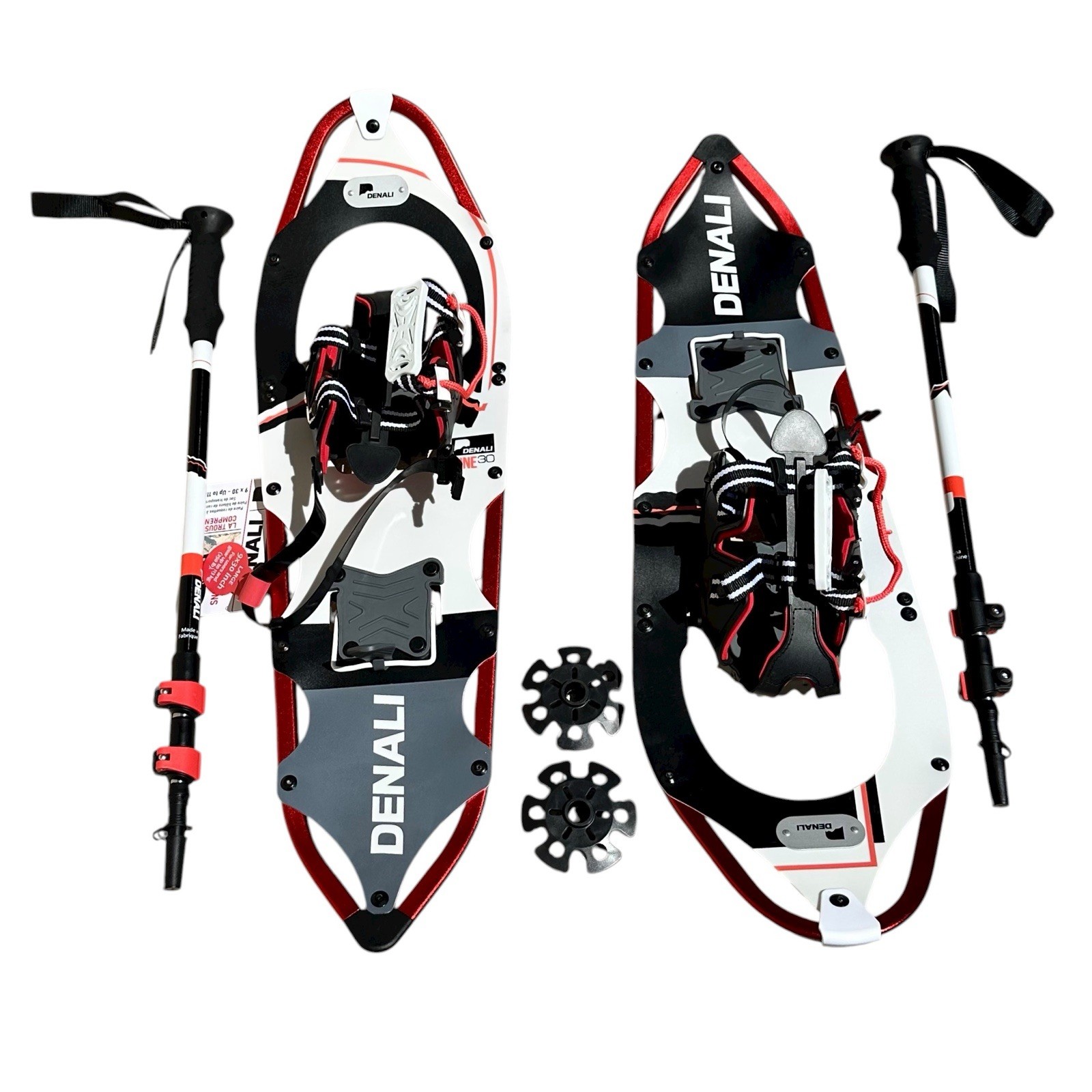 Denali Sawtooth Spin Snowshoes 9x30 Winter Hiking Kit w/ Poles & Bag – 250 lb