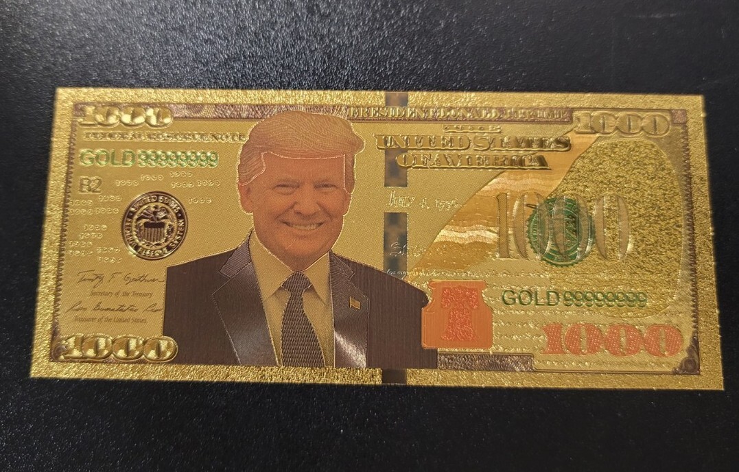 Donald Trump $1000 Bill, Bank Note - 24kt Gold Foil Commemorative - FREE Ship!
