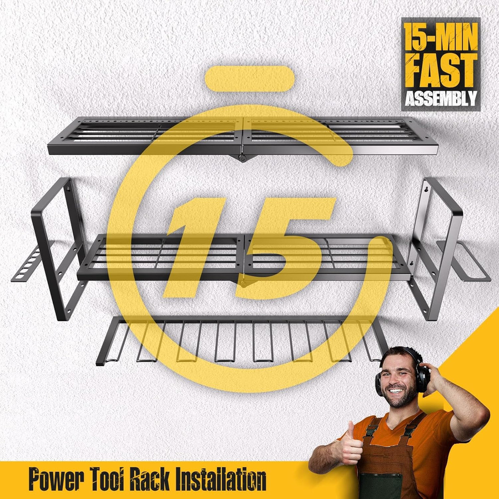 Power Tool Organizer for Tool Storage, Drill Holder Wall Mount with Screwdriver