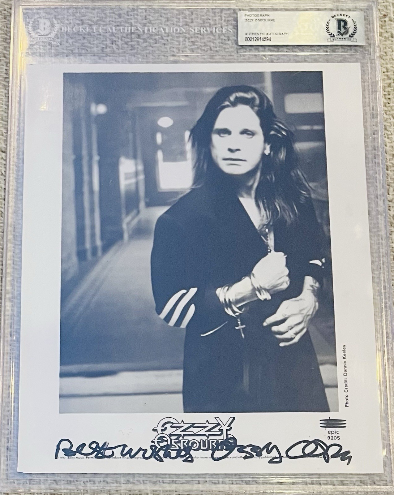 Ozzy Osbourne Signed & Inscribed B&W 8x10 Autograph Photo Beckett Gem