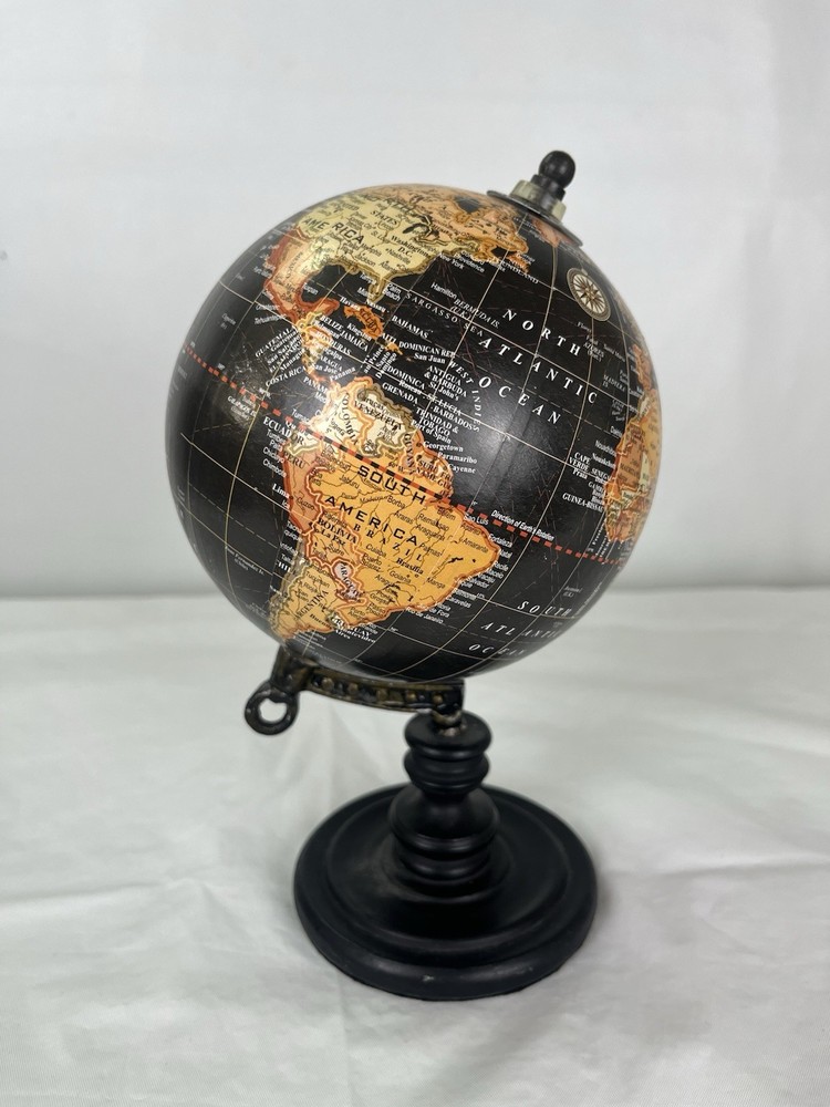 Small Globe Better Homes & Gardens Rotating Black/Orange Decor 9"