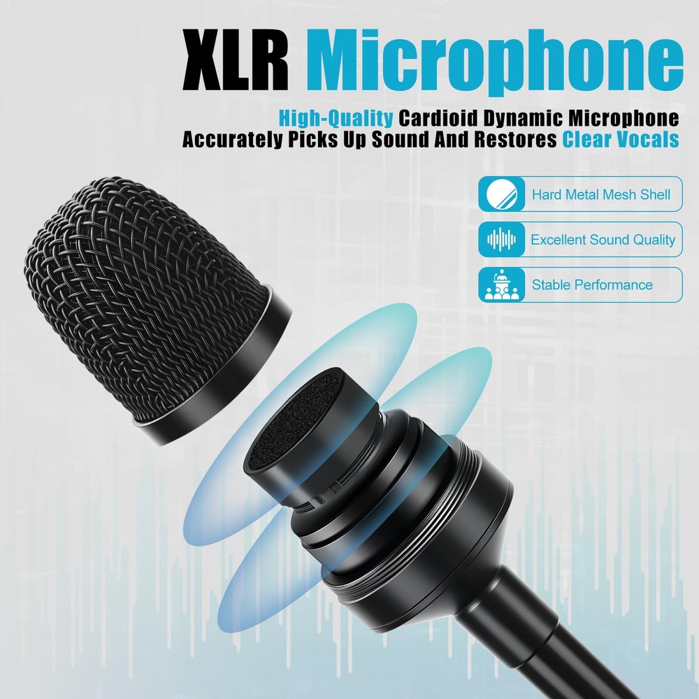 Dynamic Gooseneck Microphone, Professional XLR Wired Dynamic Microphone With ...