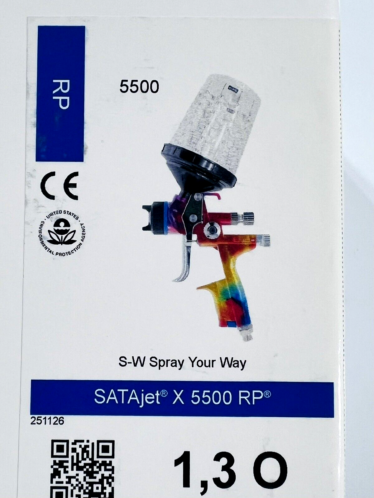 SATAjet X 5500 RP 1.3 O Standard Spray Gun W/RPS Cups - Limited Special Edition