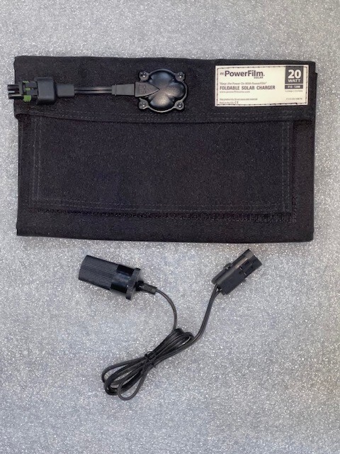 20 Watt Foldable Solar Panel, Mil-Spec, Black, with Cig Socket Adapter