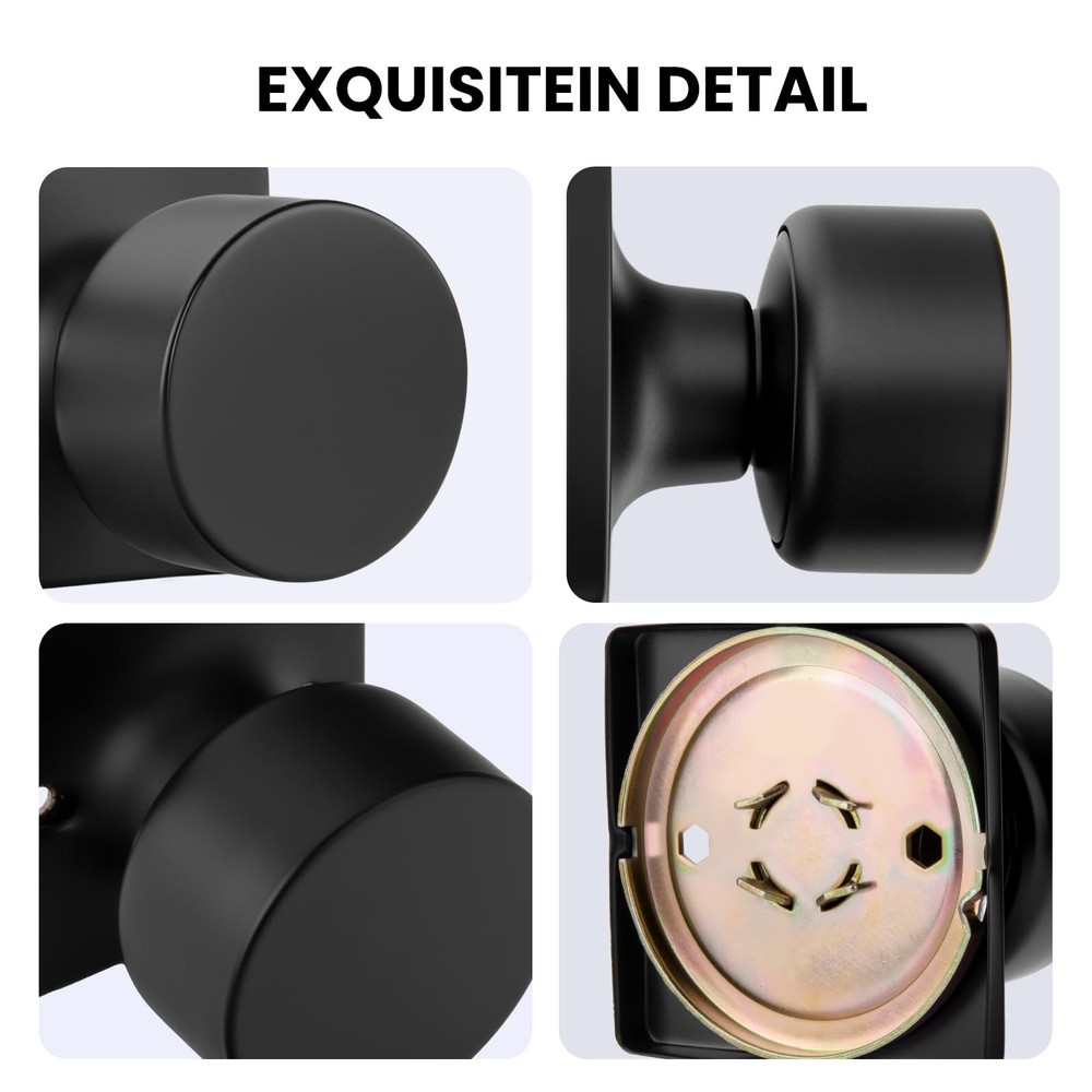 Matte Black Dummy Door Knobs No-Function, Single-Side Black Door Knobs for Ha...