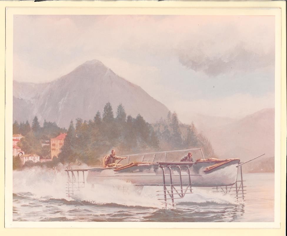 1911 Italian Hydrofoil by Forlanini 8x10 Modern Reproduction Photo of Painting