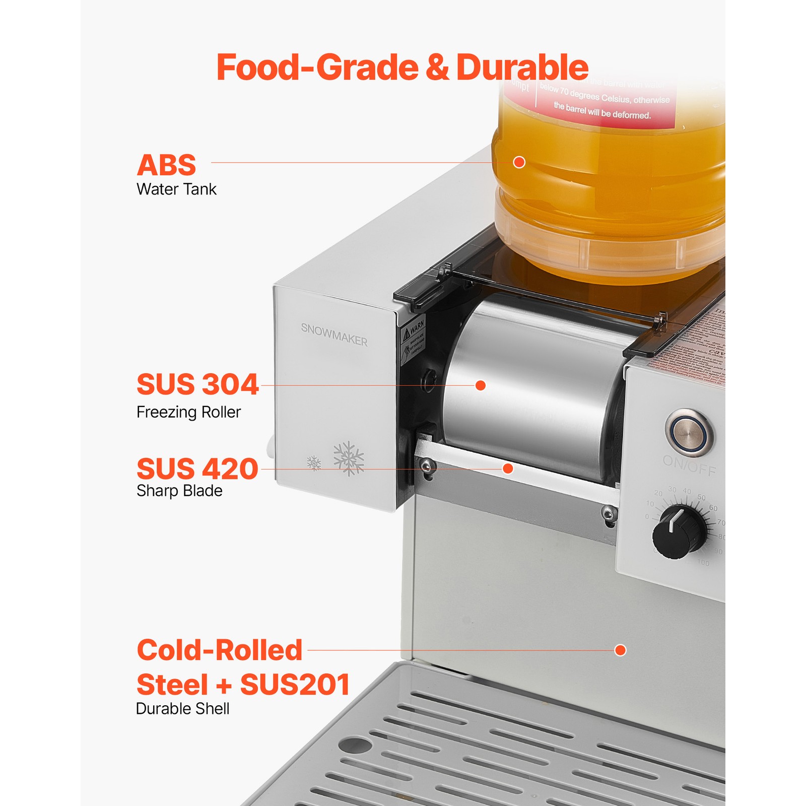 Uimoso Snowflake Ice Maker 132LBS/24H Ice Shaving Machine for Home Party Use