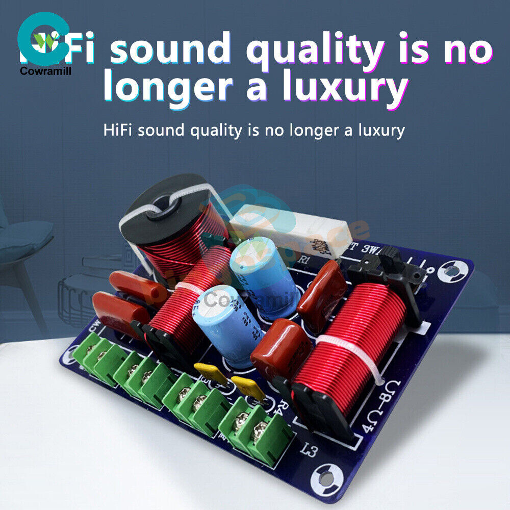 250W 3 Way Treble + Midrange + Bass Frequency Speaker Crossover Divider Filter