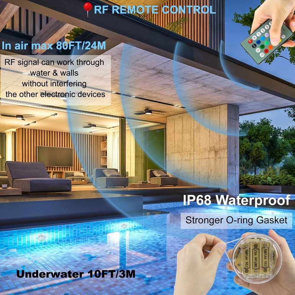 Submersible LED Pool Lights, Waterproof RGB, Remote Control