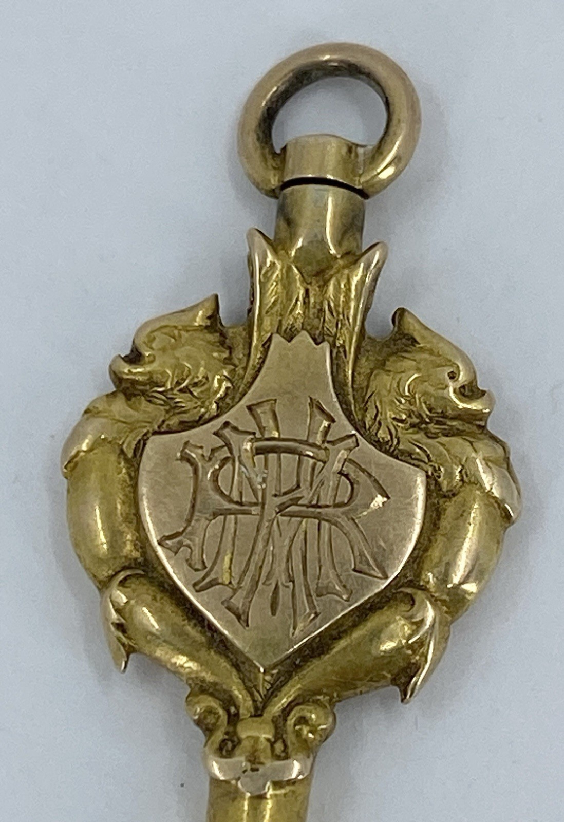 Antique 14k Yellow Gold Watch Key Fob Pendant Griffins 1901 4.2g