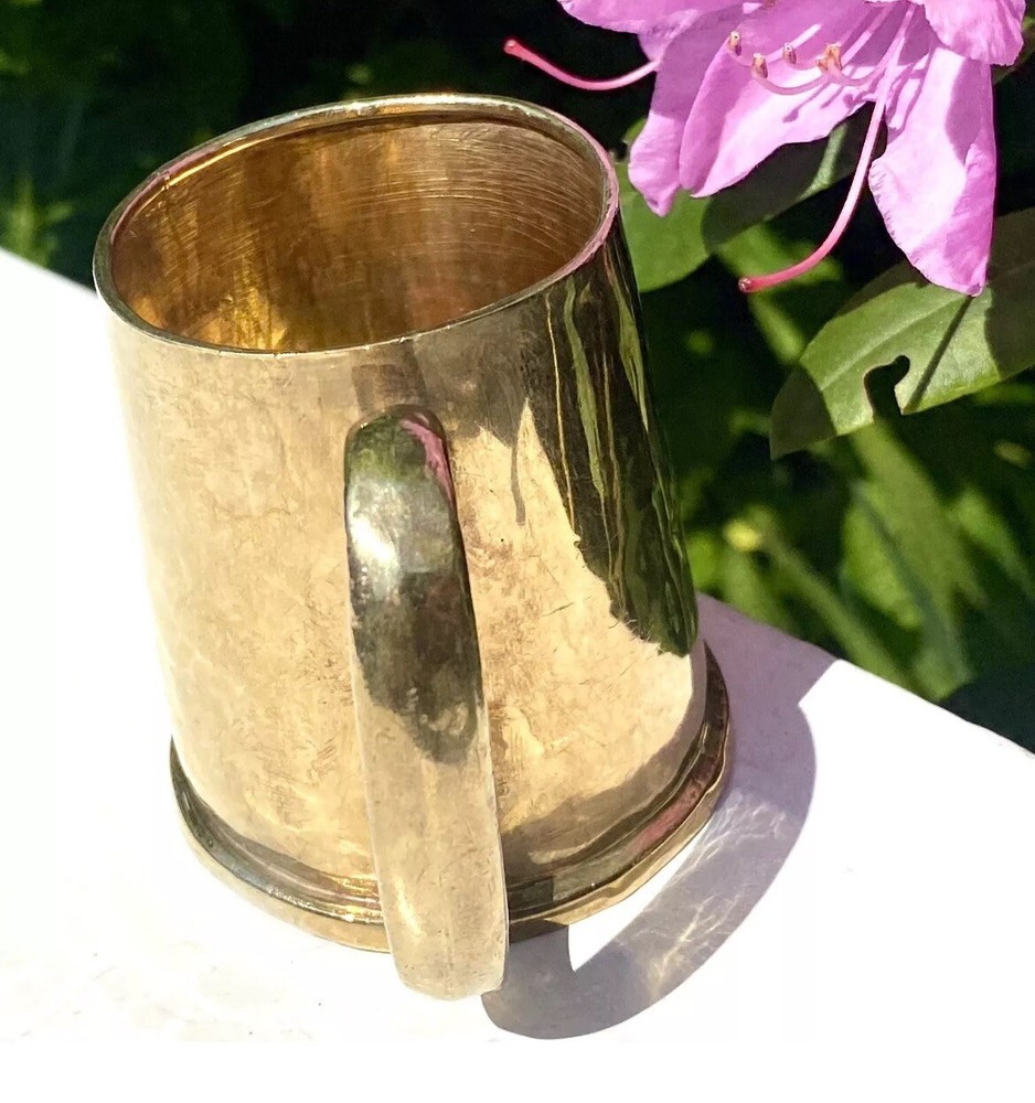 Antique Solid Sterling Silver Gilt Hallmarked Mug Cup Tankard