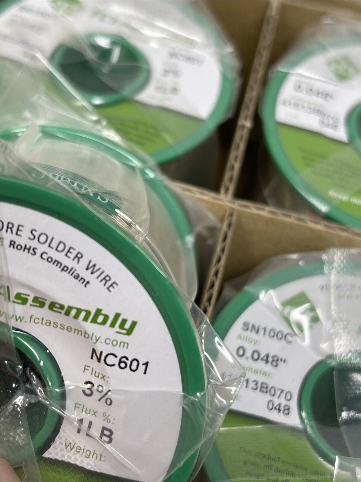 SN100C NC601 Lead Free Solder Wire, .048", 3% Flux, FCT, 10 Lbs (1 Lb Spools)