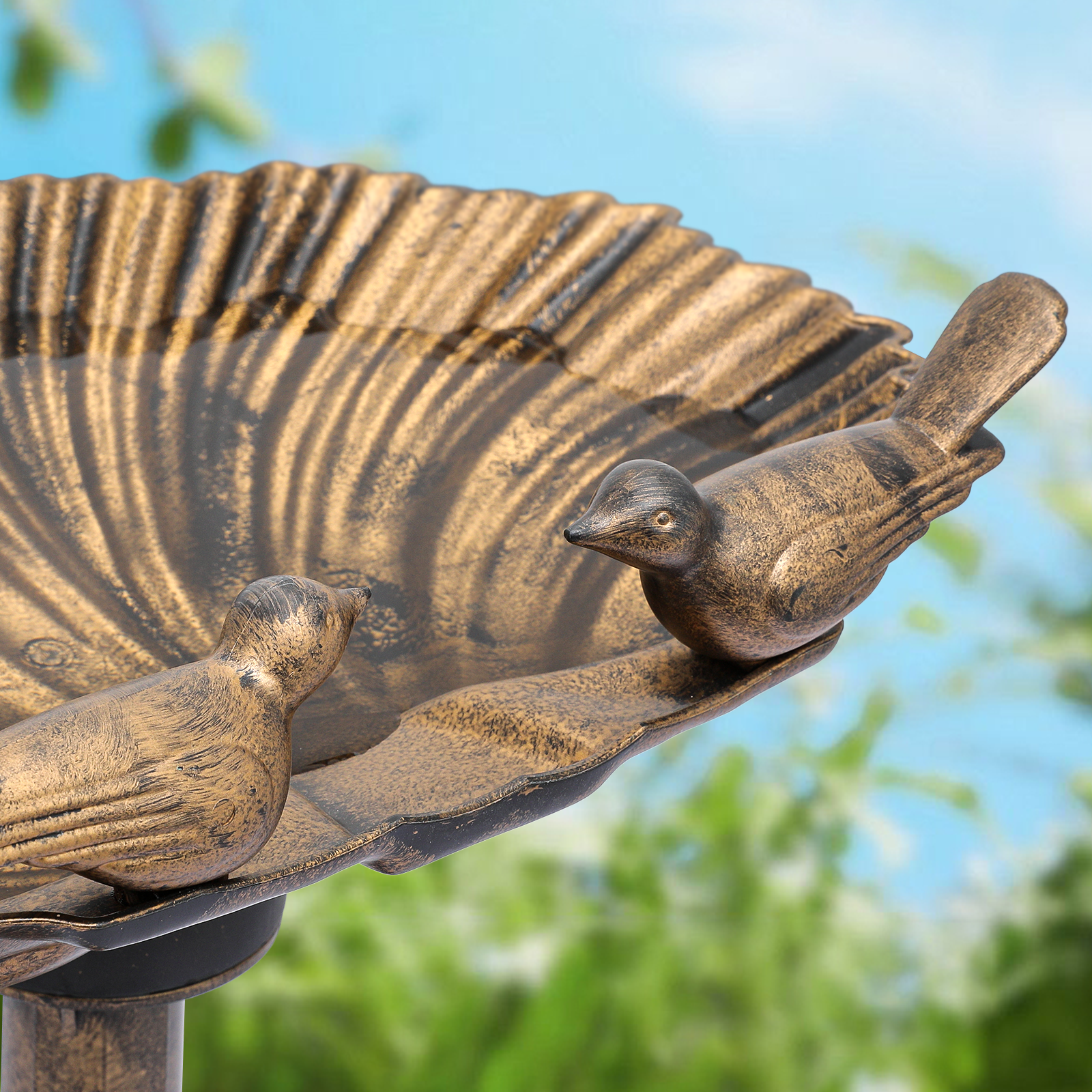 Outdoor Pedestal Solar Pumb Bird Bath Bronze Freestanding Garden Backyard D??cor