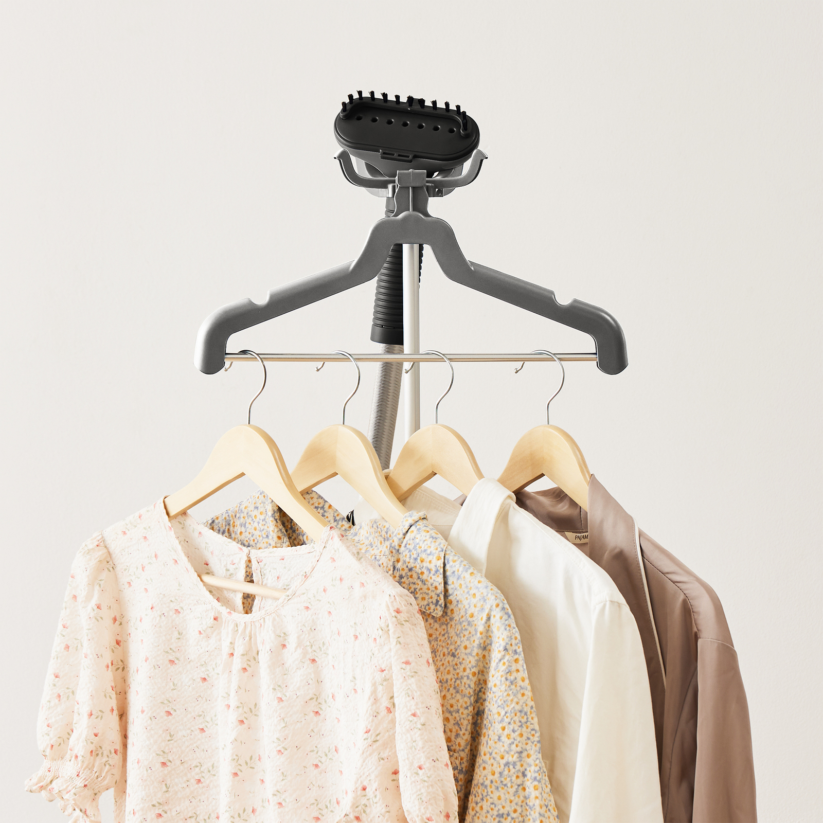 Standing Garment Steamer for Clothes Roll Wheels Wrinkle Remover Continuous