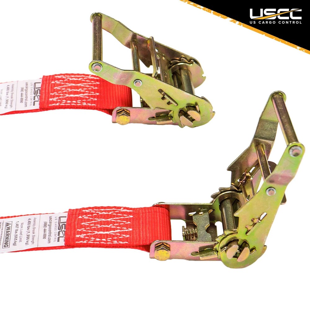 USCC 2" X 15' Endless Ratchet Straps - Red