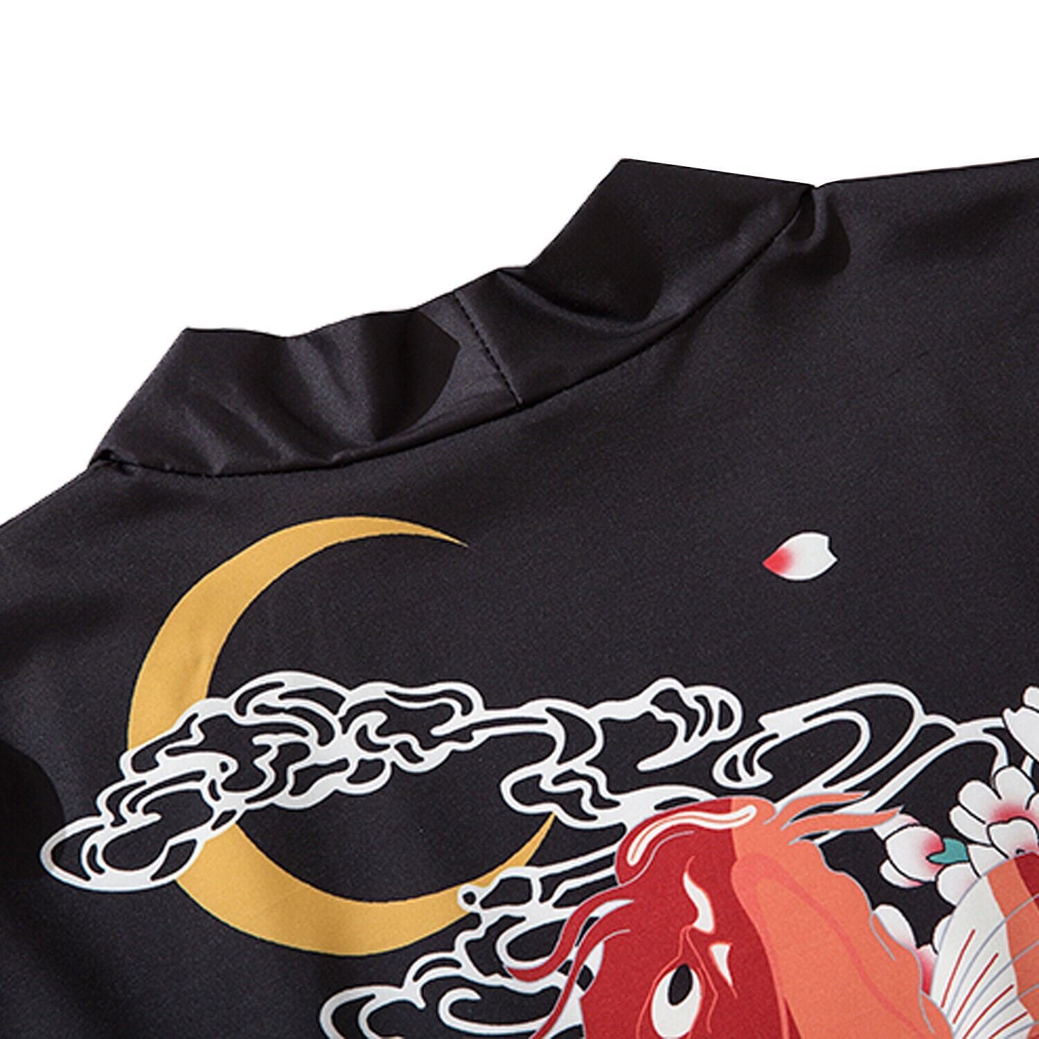 Niepce Men's Flowers and Fish Graphic Lightweight Japanese Kimono Cardigan