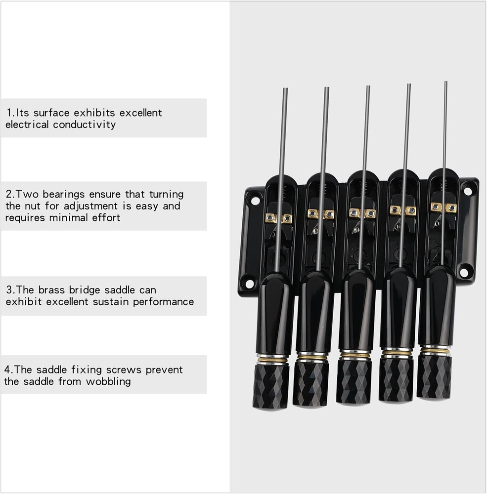 Headless 5 String Electric Bass Brass Bridge Single String Saddles