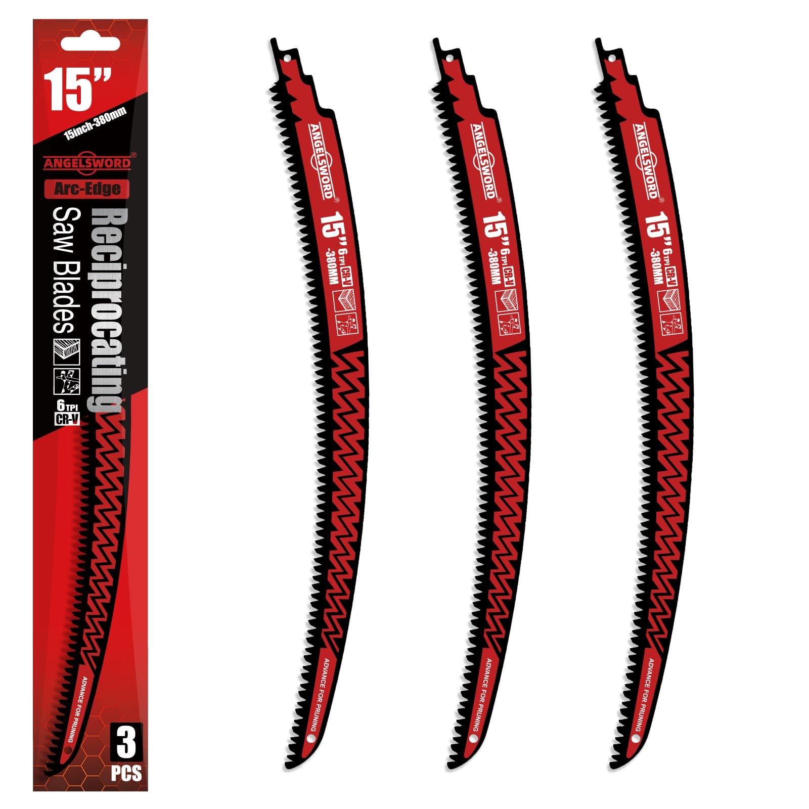 15 Inch Arc Edge Reciprocating Saw Blade, 6TPI Wood Pruning Saw Blades for Tr...