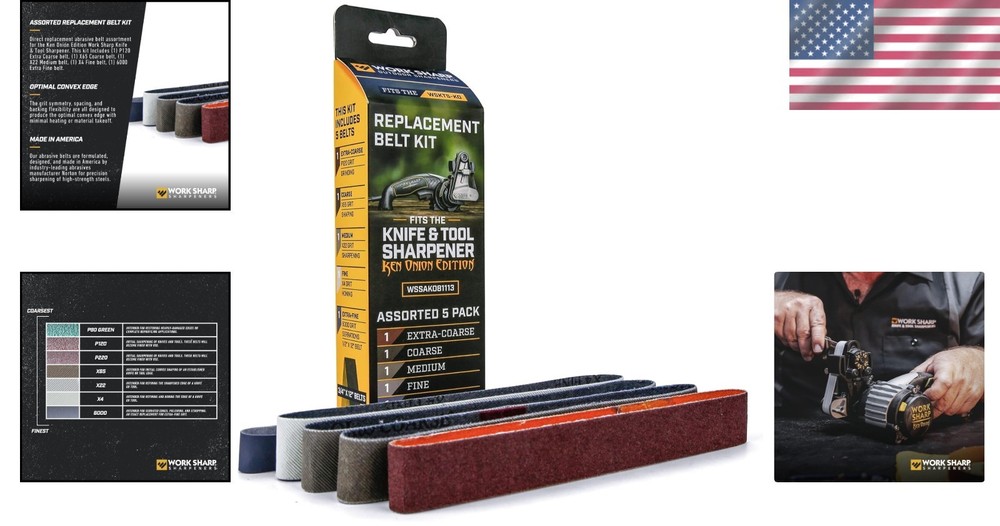 Assorted Abrasive Belts Replacement for Ken Onion Sharpener - Long-Lasting Kit
