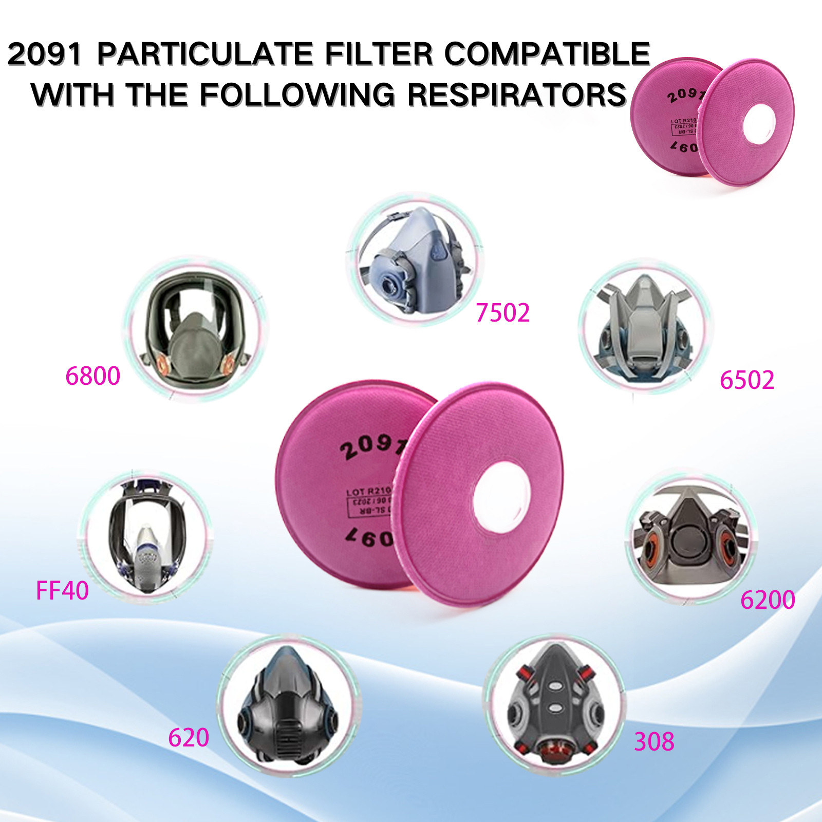 10PCS (5Pack) 2091 P100 Particulate Filter Cotton, Installed on Filter Retainer