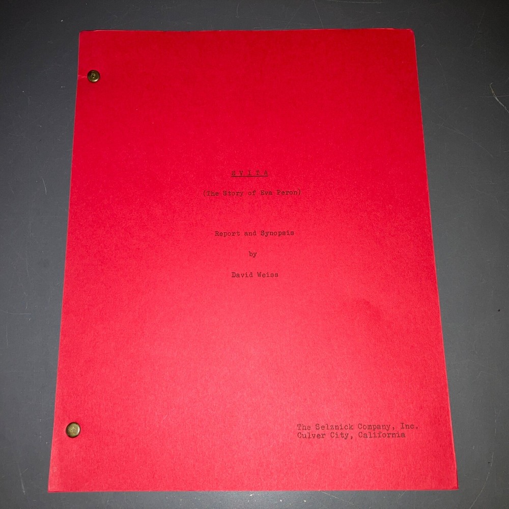 EVITA (c1940-50s) Selznick EVA PERON Script Development Report & Synopsis + COA!
