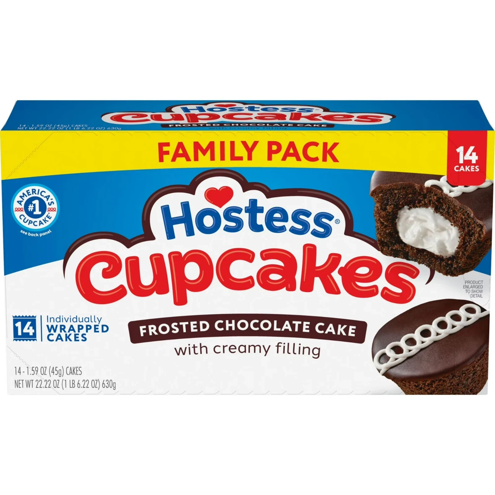 Hostess Cupcakes, Chocolate Snack Cakes, 22.22 oz Box (14 Count)