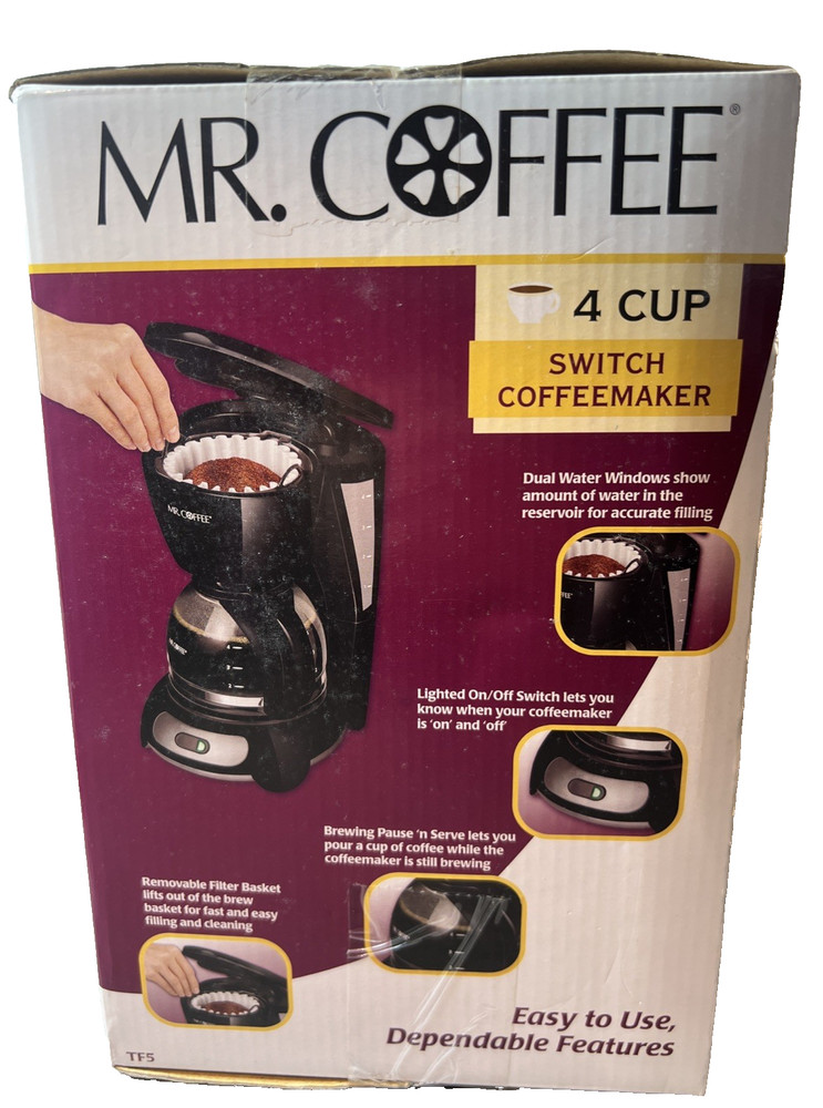 Mr. Coffee TF5 4 Cup Switch Coffeemaker - Sunbeam - Pause N Serve - NEW! 2006