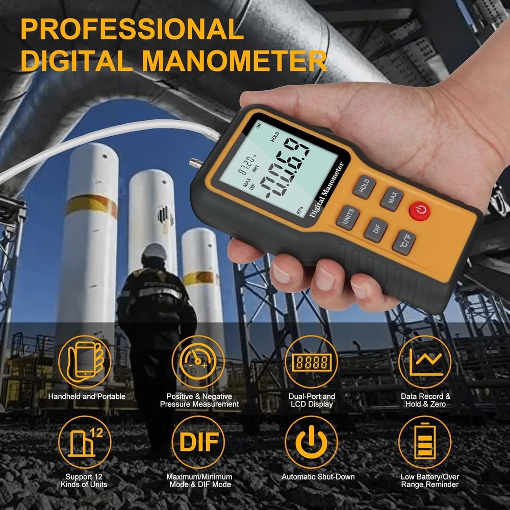 HVAC Digital Manometer Pressure Tester