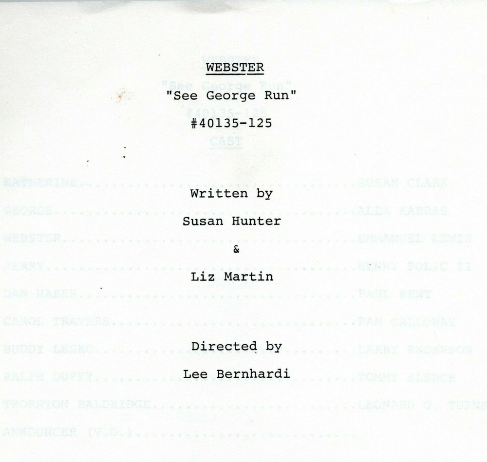 Webster 1988 Television Series Table Draft Script "3/7/88" "See George Run"