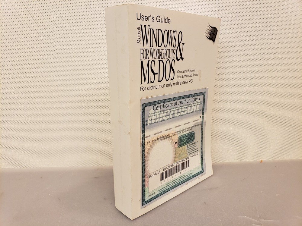 Microsoft Windows for Workgroups & MS-DOS Full User Guide + COA, NO MEDIA