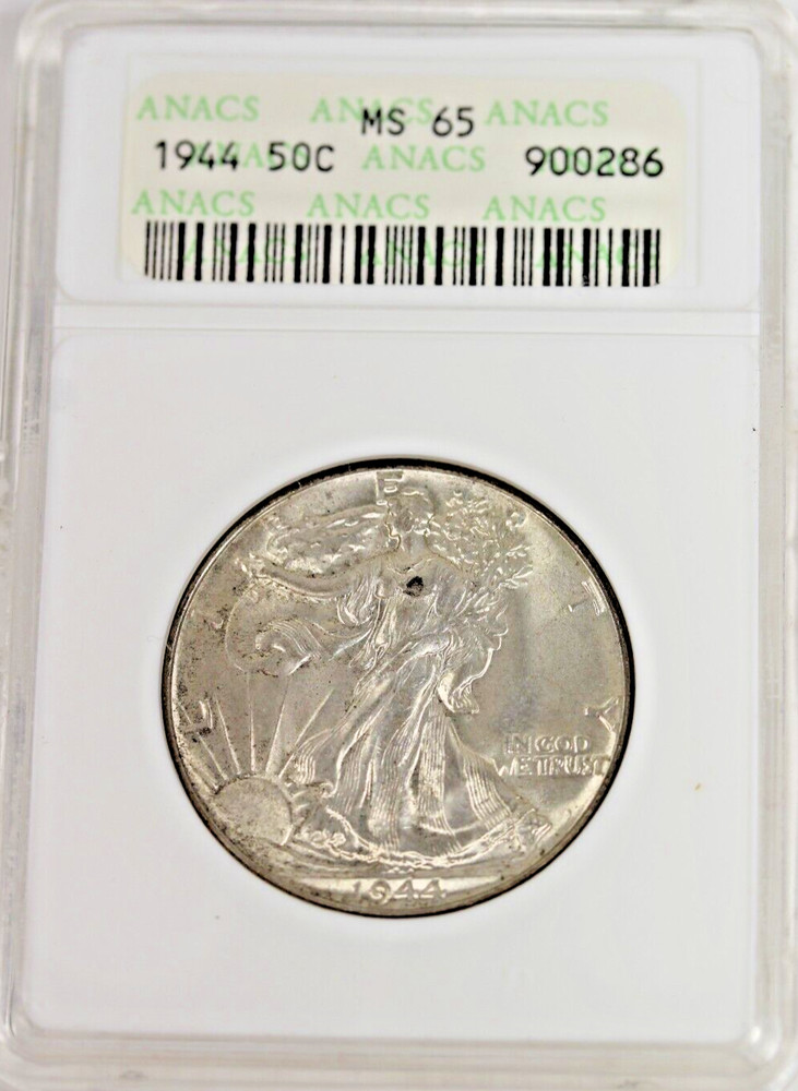 1944 Walking Liberty Half Dollar : ANACS MS65