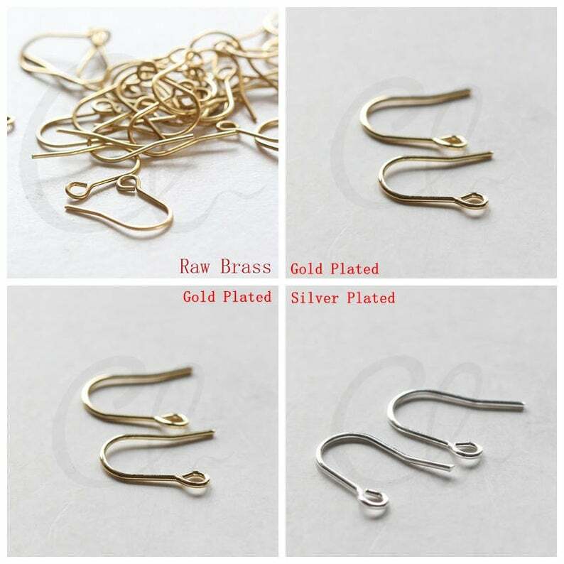 Solid Brass Base Earring Hooks - 14x12mm (3618C)
