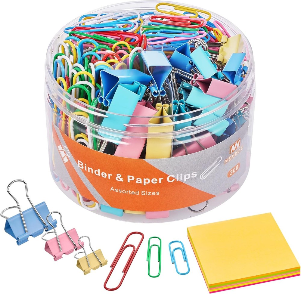 Paper Clips and Binder Clips Assorted Sizes Sheets Stiy Notes,