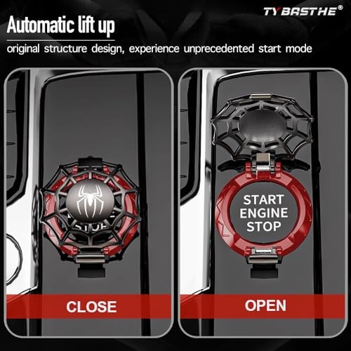 Original | Push Start Button Cover, Spiderman Car Engine D-spiderman-black&red