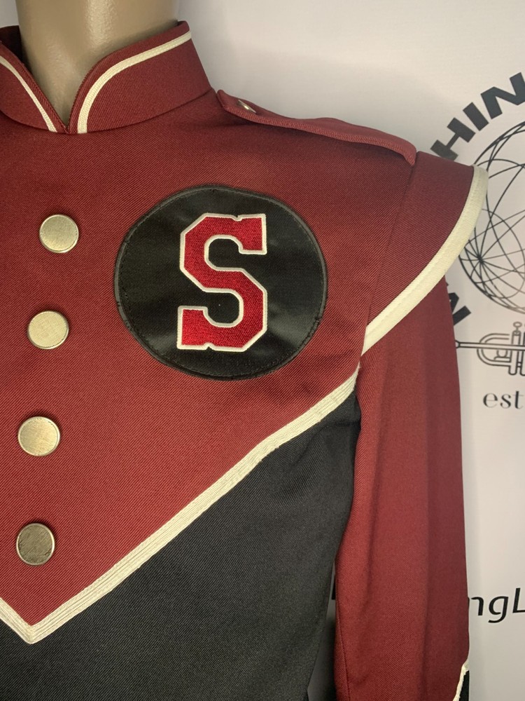 Maroon, White & Black Marching Band Jacket Size 36 Regular - Authentic