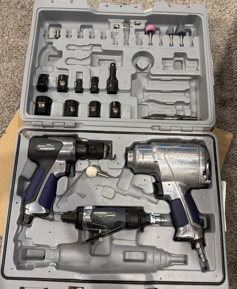 Kobalt Pneumatic Air Tool Kit - Impact Driver  Hammer, Rotary- Missing tools