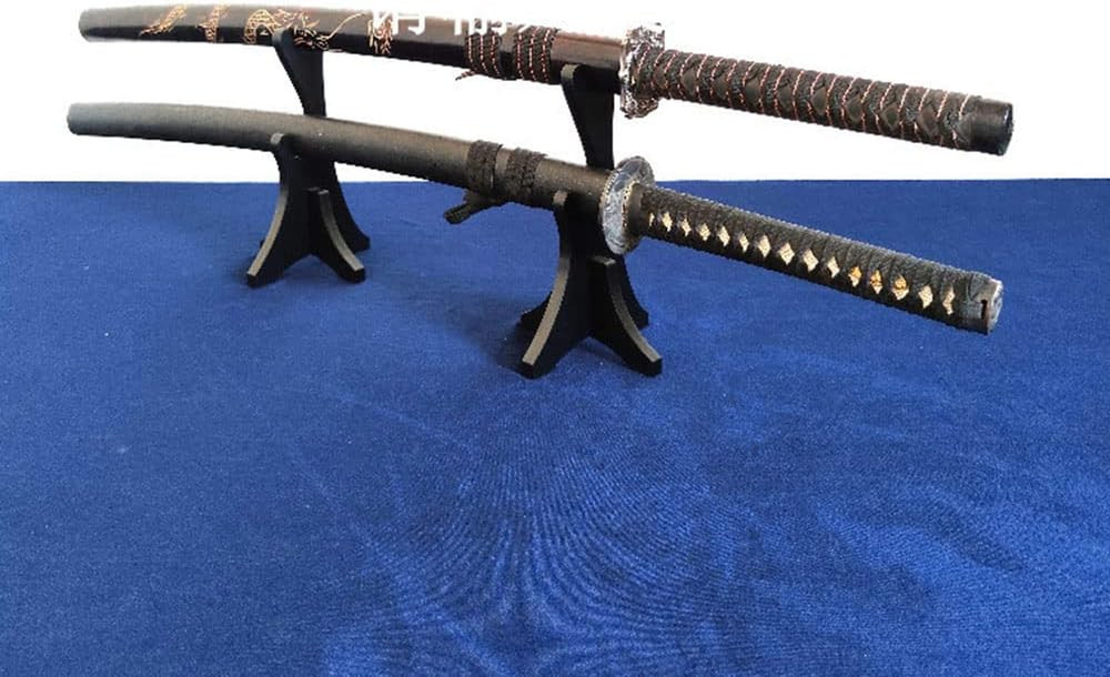 Sword Stand, Two-Layer Weapon Display Stand, Wood Samurai Sword Katana Holder St