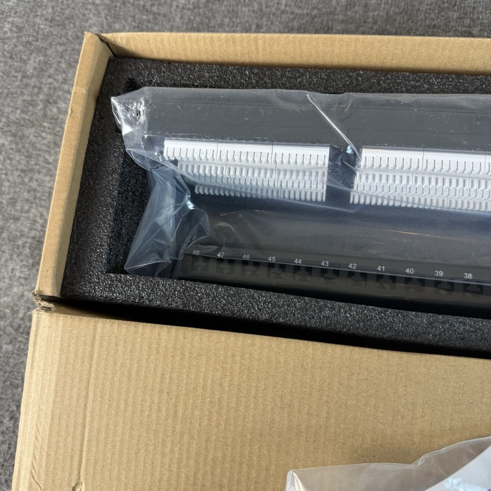 FGB 48 Port Patch Panel Cat 6A 1U Rackmount Ethernet Network New Open Box