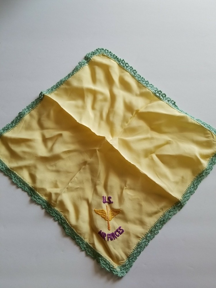 Vintage US AIR FORCES Silk Handkerchief - Yellow